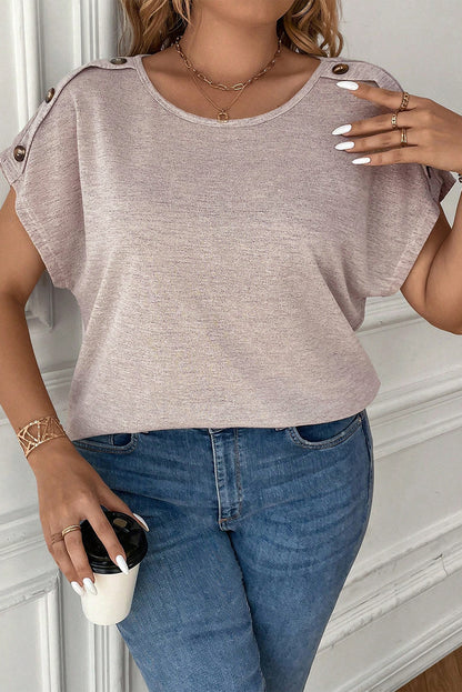 Plus Size Button Detail Batwing Sleeve Tee | Delicacy