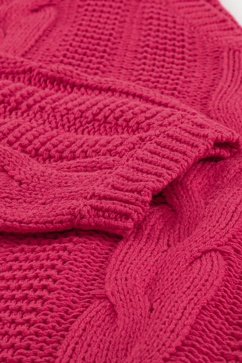 Bubblegum V-Neck Braided Knit Sweater | Rose