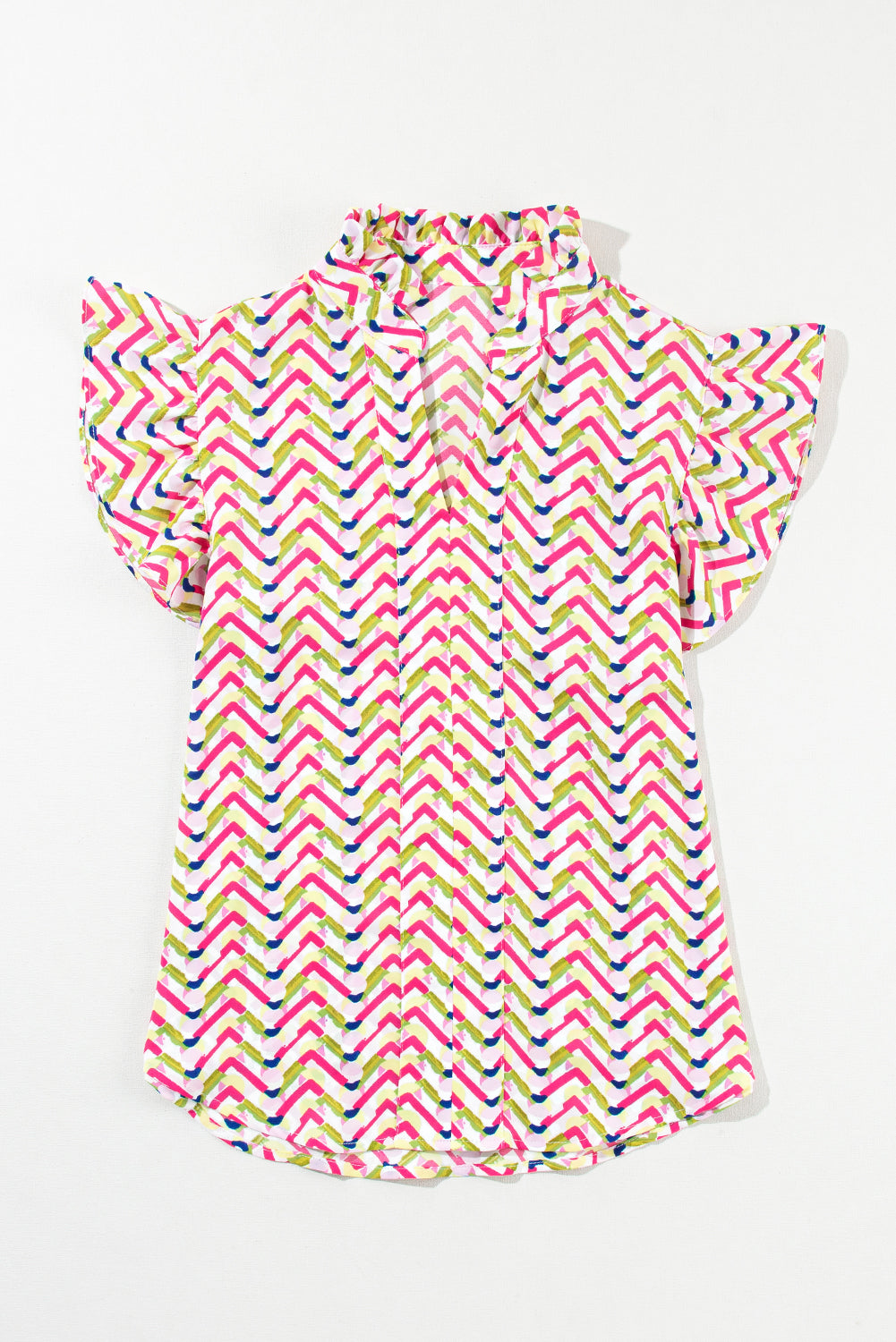 Chevron Print Ruffled Sleeve Blouse | Multicolour