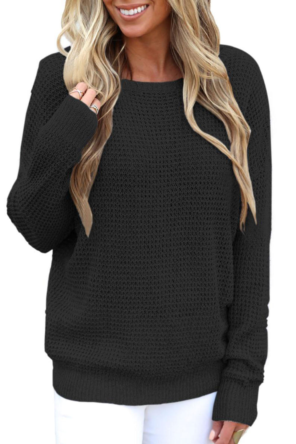 Cross Back Hollow-Out Sweater | Black