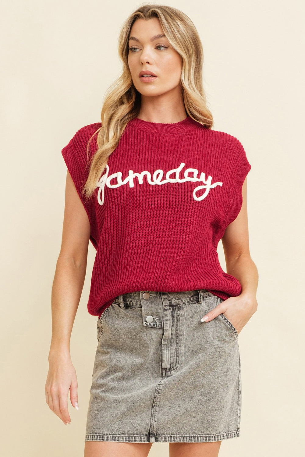 Game Day Rugby Football Season Sweater Vest | Racing Red