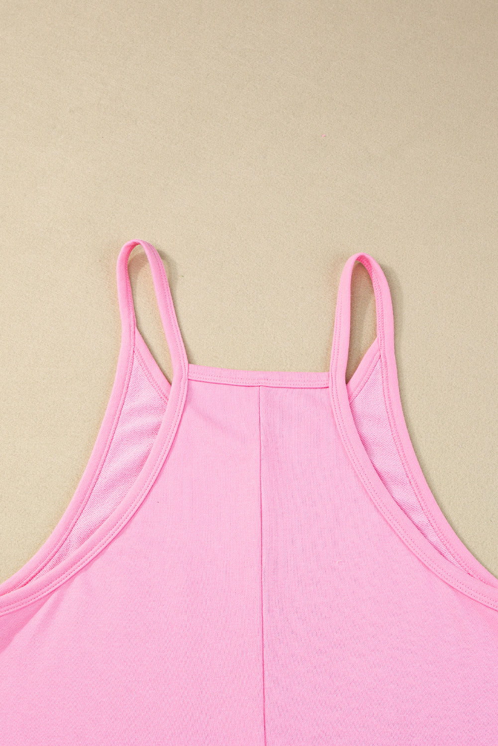 Sleeveless Pocketed V Neck Jersey Romper | Pink