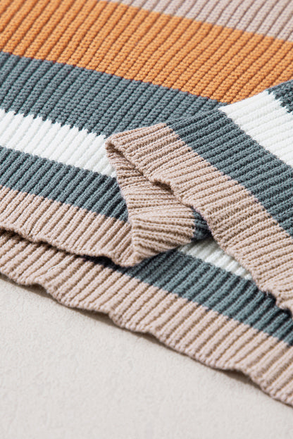 Classic Round Neck Colourblock Knit Sweater | Camel