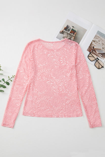 Floral Lace Sheer Long Sleeve Top | Blossom