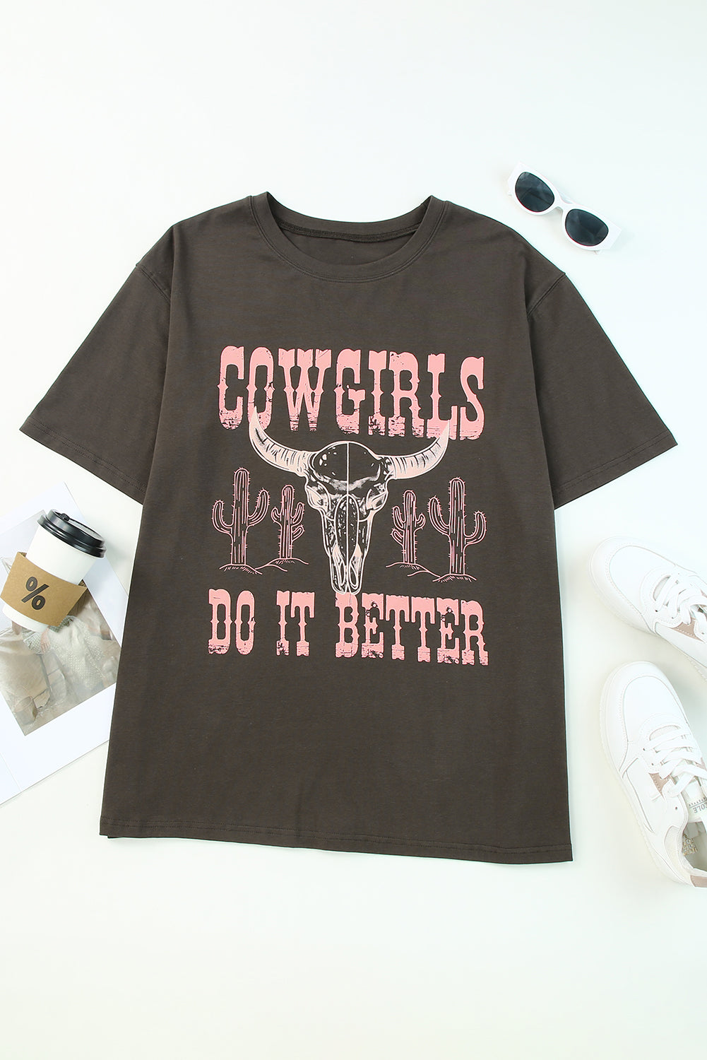 Cowgirls Do It Better Graphic Print Oversized T Shirt | Gray