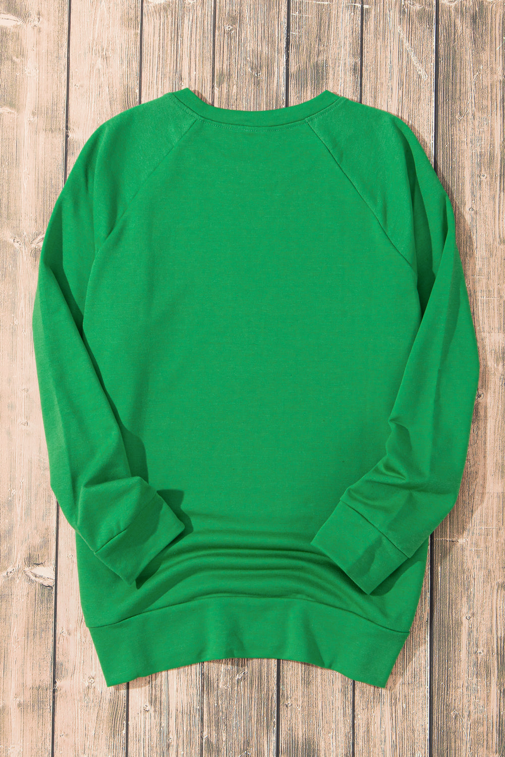 Solid Round Neck Raglan Sleeve Sweatshirt | Green