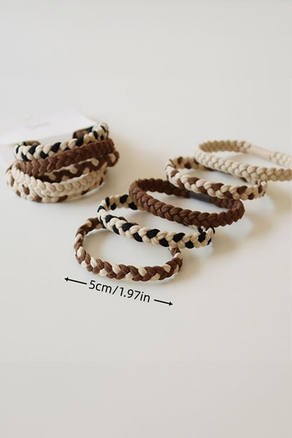 5Pcs Smile Face Decor Braided Hair Ties | Khaki