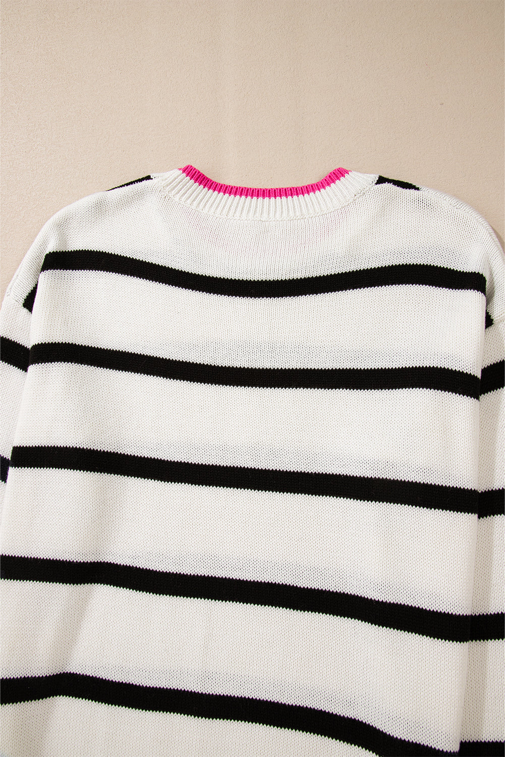 Colour Contrast Drop Shoulder Crew Neck Sweater | White Stripe