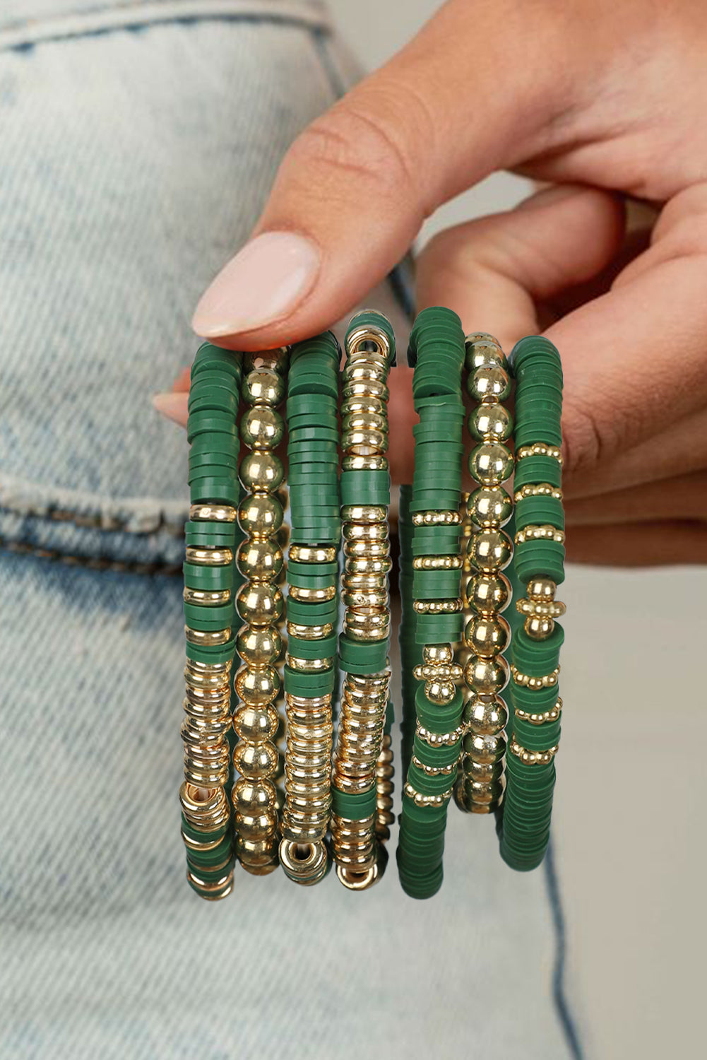 St Patricks Multi Layered Beaded Bracelet Set | Vineyard Green