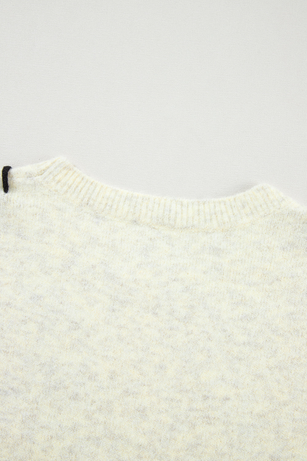 Contrast Stitch Detail Ribbed Trim Sweater | White