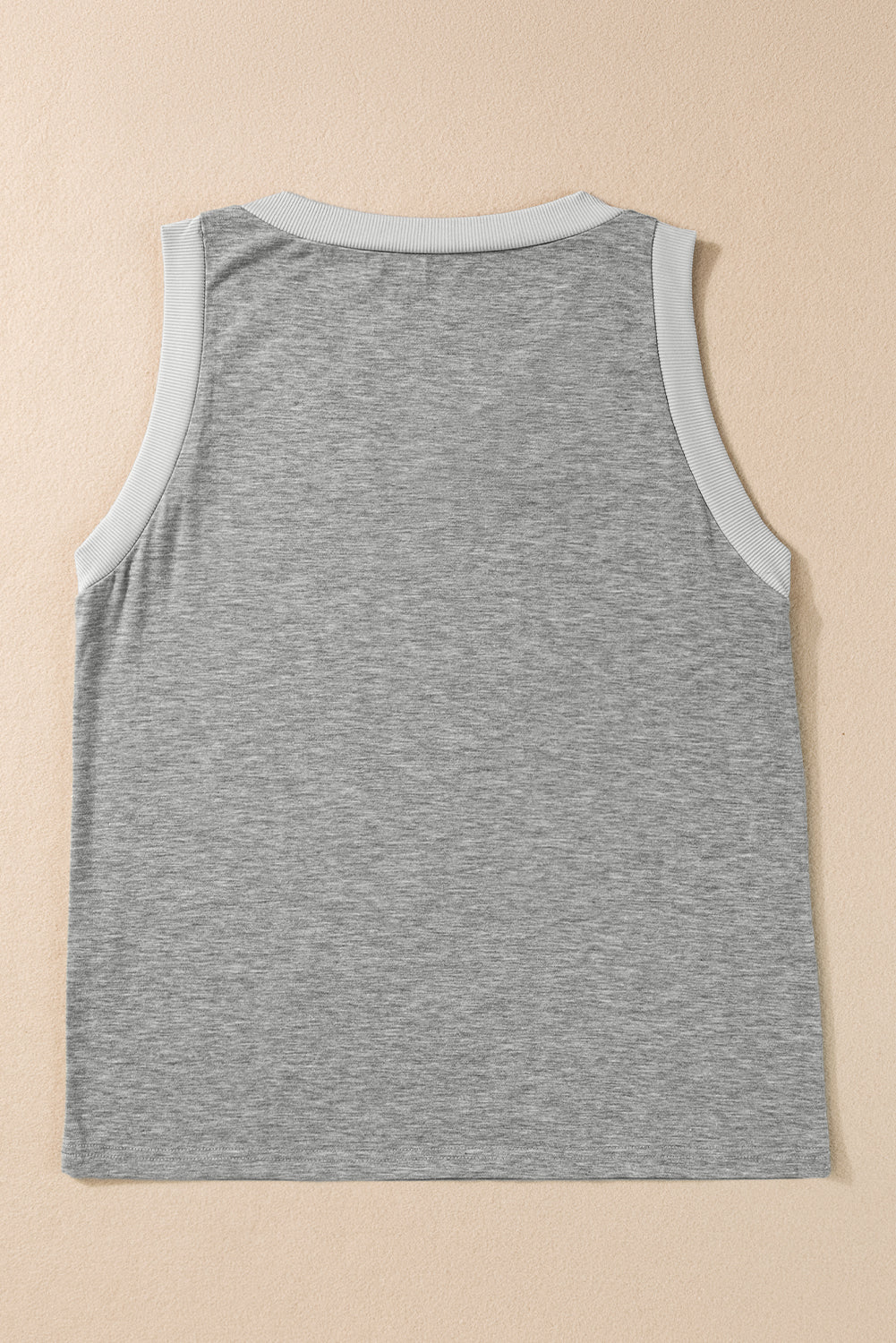 Ribbed V Neck Tank | Gray