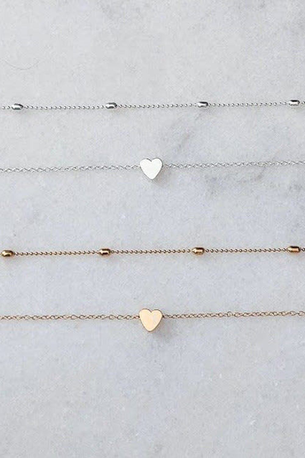 Valentine Heart Shaped Layered Chain Necklace | Silver