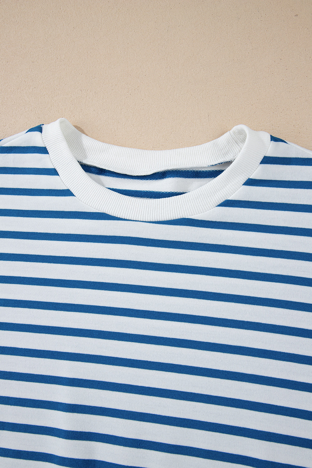 Drop Shoulder Crew Neck Loose Sweatshirt | Blue Stripe