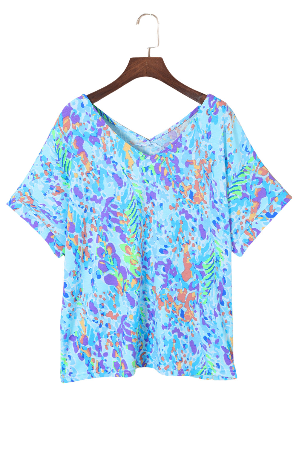 Loose Painted Floral Tee | Sky Blue