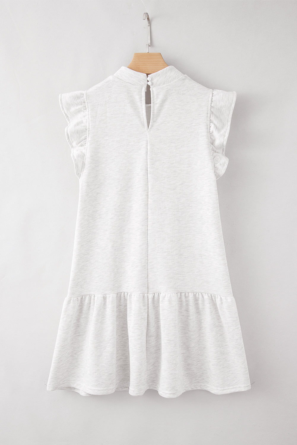 Flutter Sleeve Crew Neck Shift Dress | White