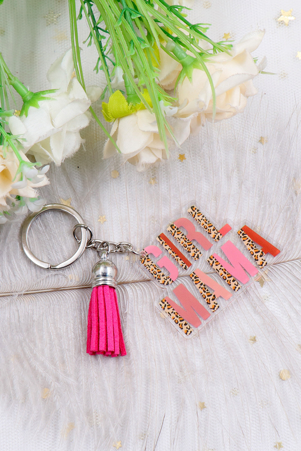 Girl Mama Tassel Keychain | Strawberry Pink