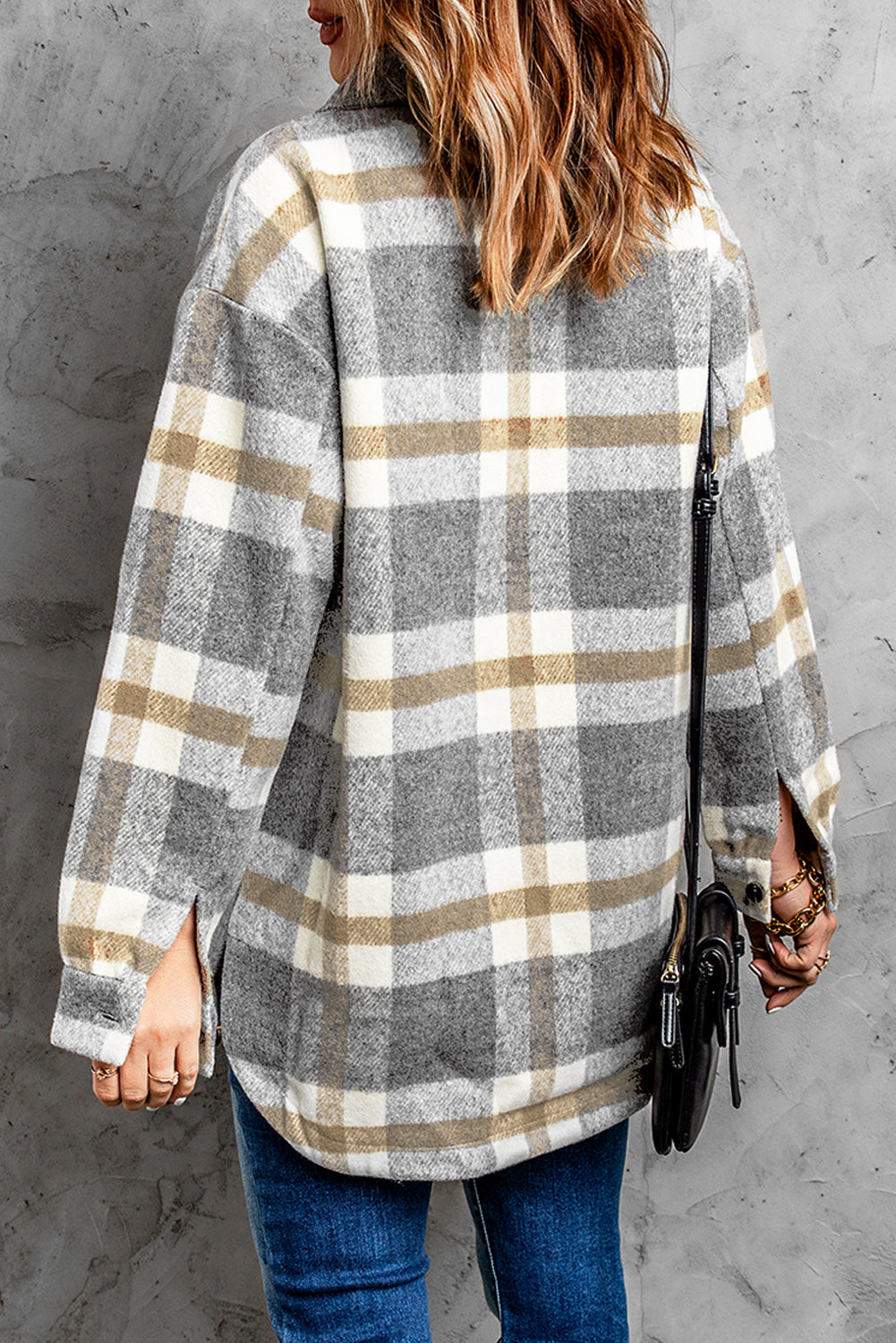 Plaid Print Pocket Women Shacket | Brown