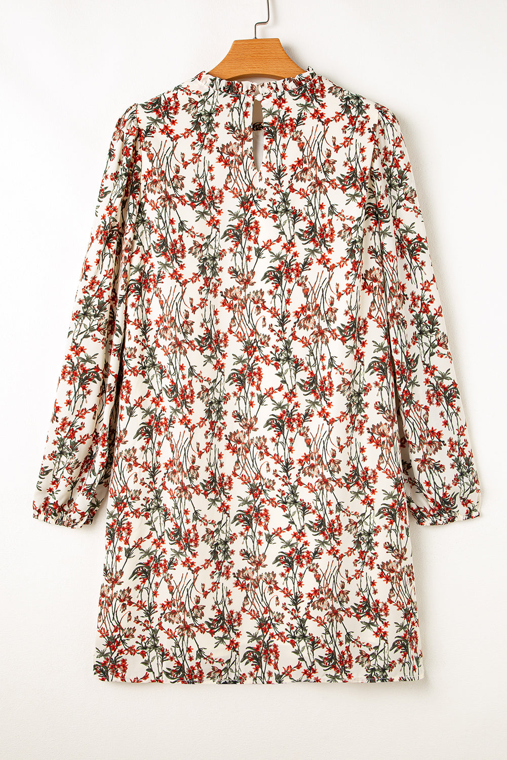 Floral Printed Long Sleeve Mini Dress | White