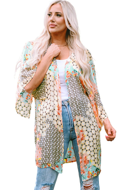 Floral Open Sheer Shimmer Kimono | Multicolour