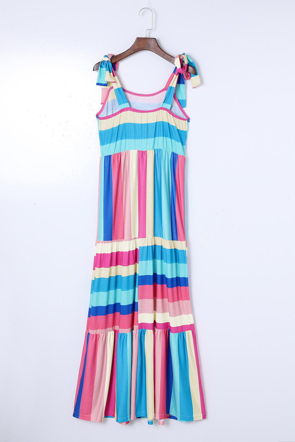 Colour Block Striped Bow Knot Straps Maxi Dress | Multicolour