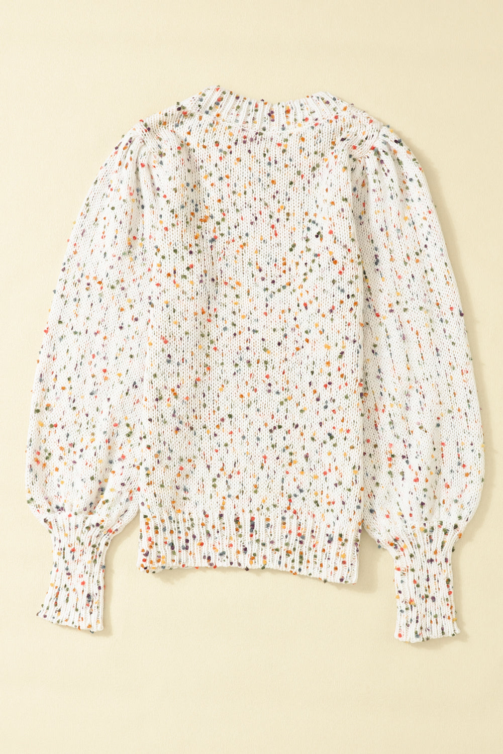 Colourful Confetti Dots Cable Knit Crew Neck Sweater | Beige