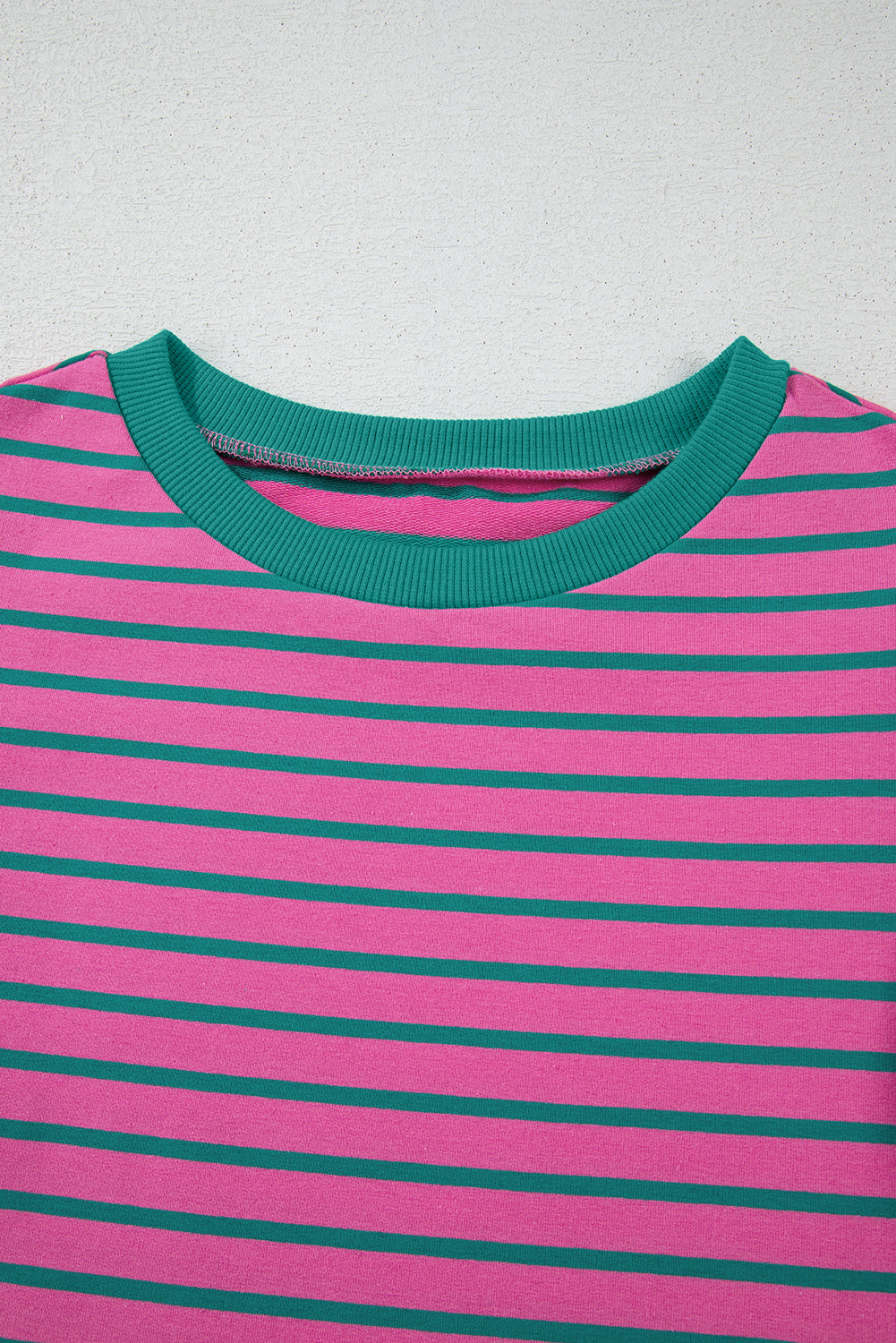 Colourblock Ruffled Sleeve Crew Neck Blouse | Pink Stripe