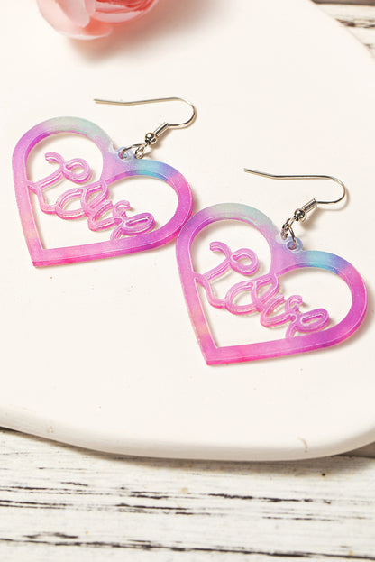 Love Hollowed Heart Valentines Fashion Earrings | Pink