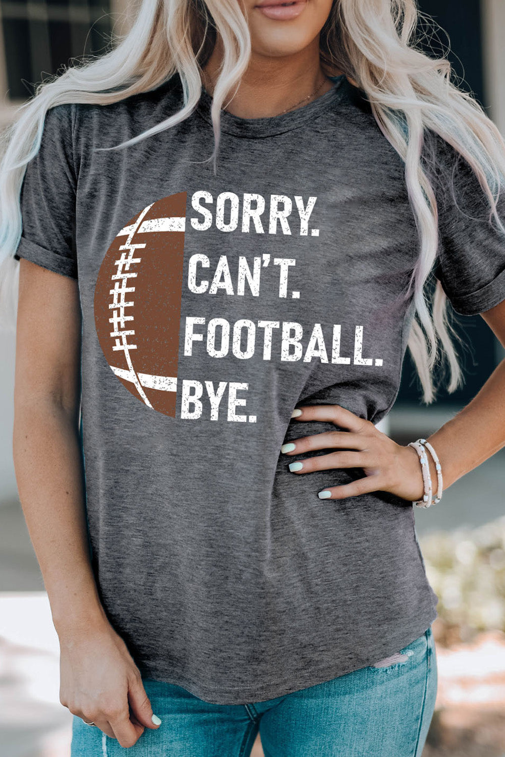 American Rugby Football Graphic Casual T Shirt | Gray