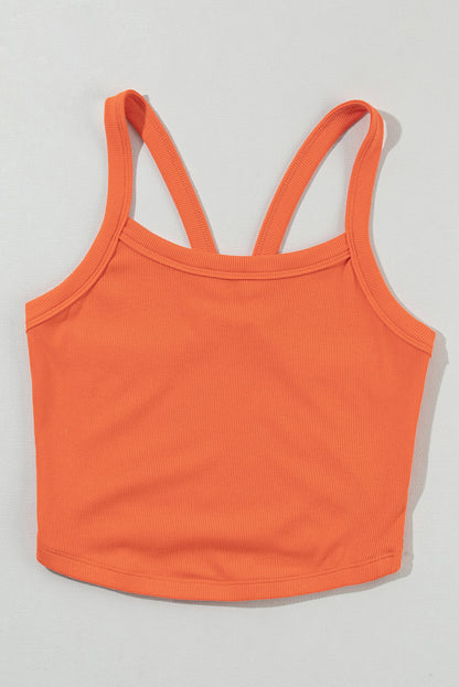 Athletic Ribbed Cropped Cami Top | Grapefruit Orange