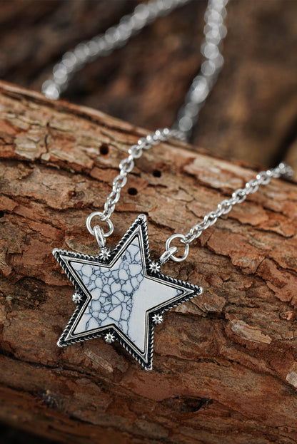 Star Shape Pendant Chain Necklace | White