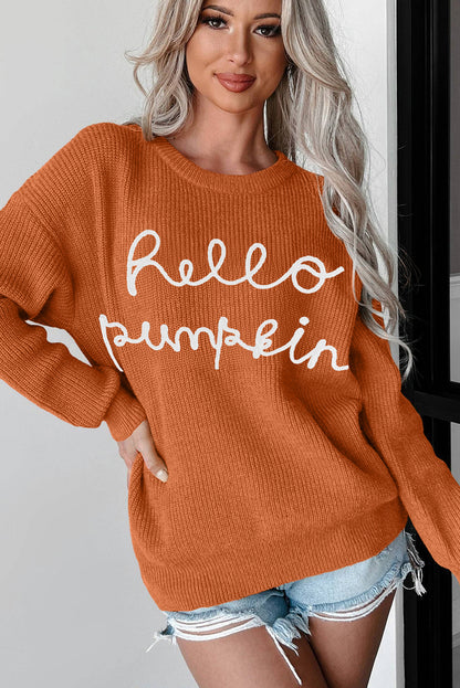 Hello Pumpkin Graphic Sweater | Flamingo