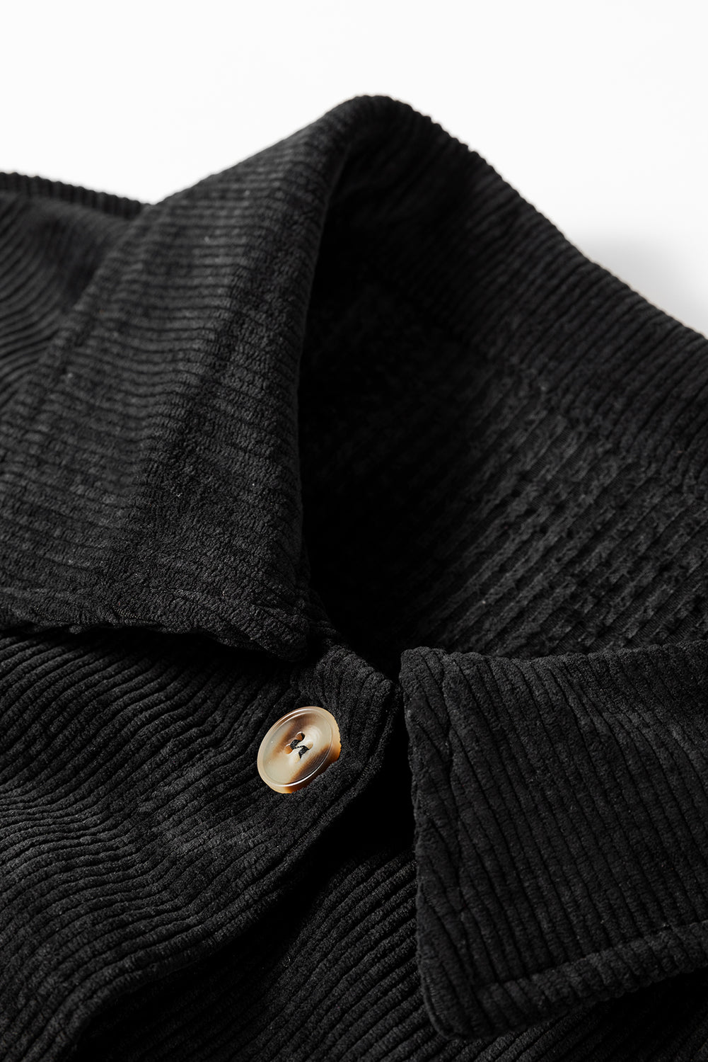 Corduroy Flap Pocket Button Up Shacket | Black