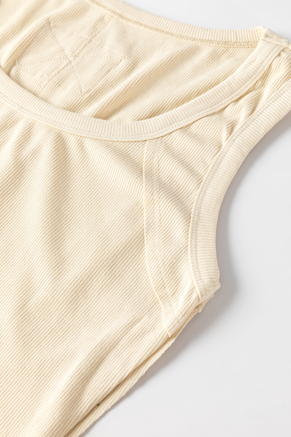 Ribbed Exposed Seam Cropped Tank Top | Beige