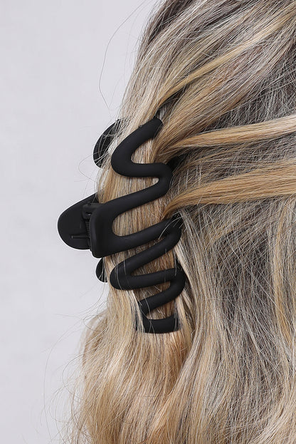 Wave Shape Resin Large Hair Claw Clip | Black