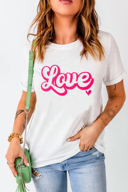 Valentines Fashion Love Graphic T-Shirt | White