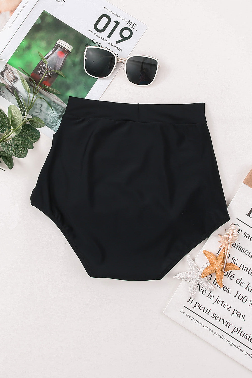 Retro High Waisted Swim Short | Black