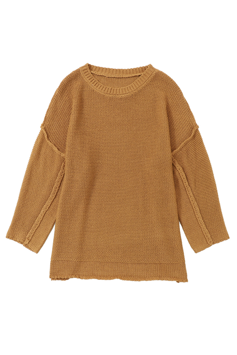 Slouchy Textured Knit Loose Sweater | Brown