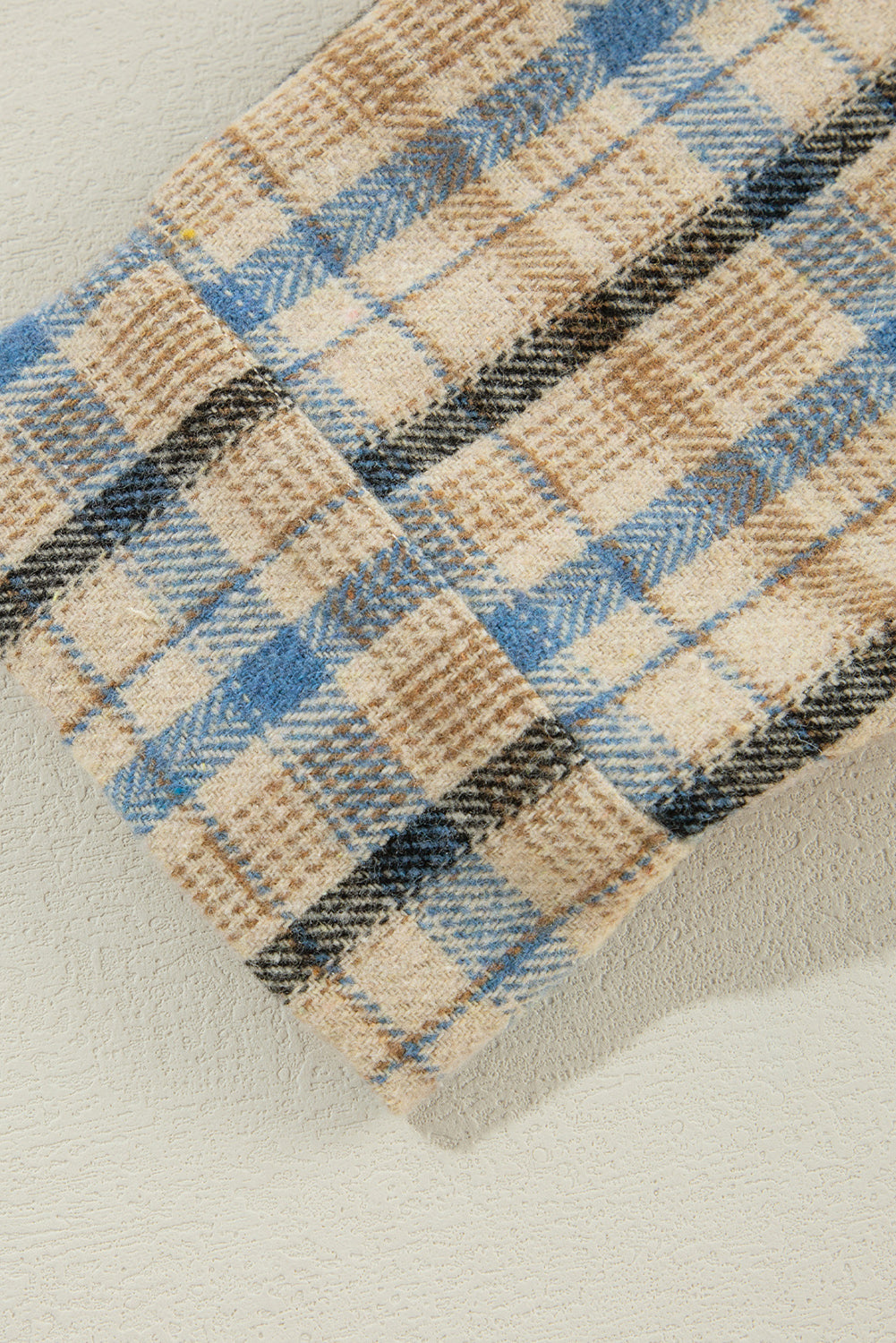 Waffle Knit Patchwork Hooded Plaid Shacket | Ashleigh Blue