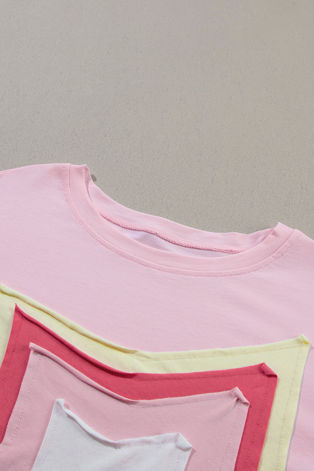 Colourblock Star Patched Half Sleeve Oversized Tee | Light Pink