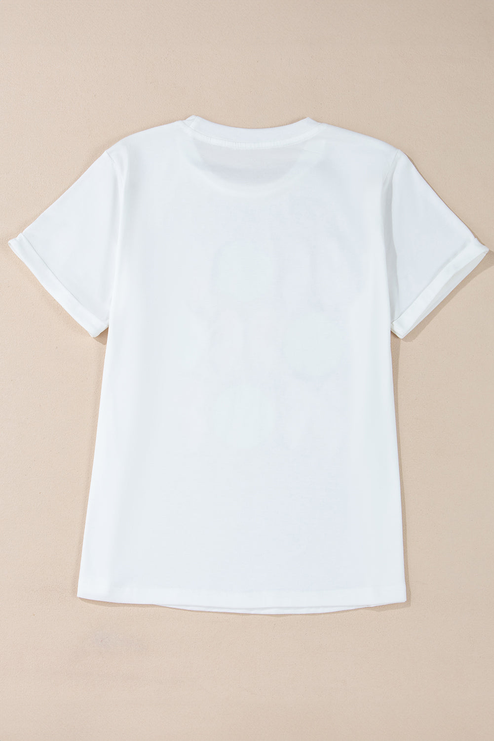 Bow Tie Baseball Print Round Neck Casual Tee | White