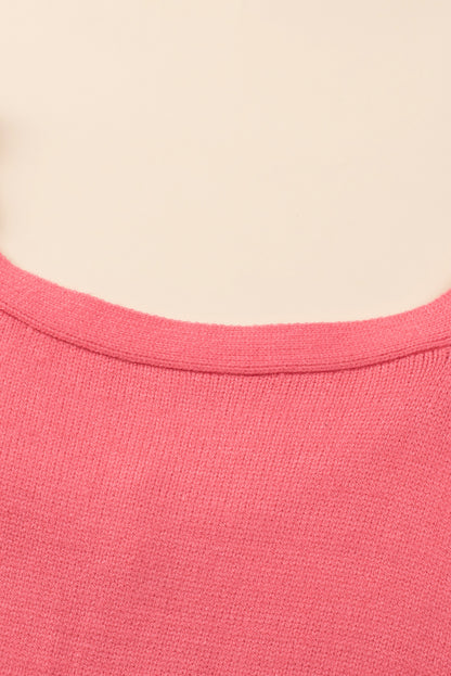 Plus Size Drop Shoulder V Neck Sweater | Pink