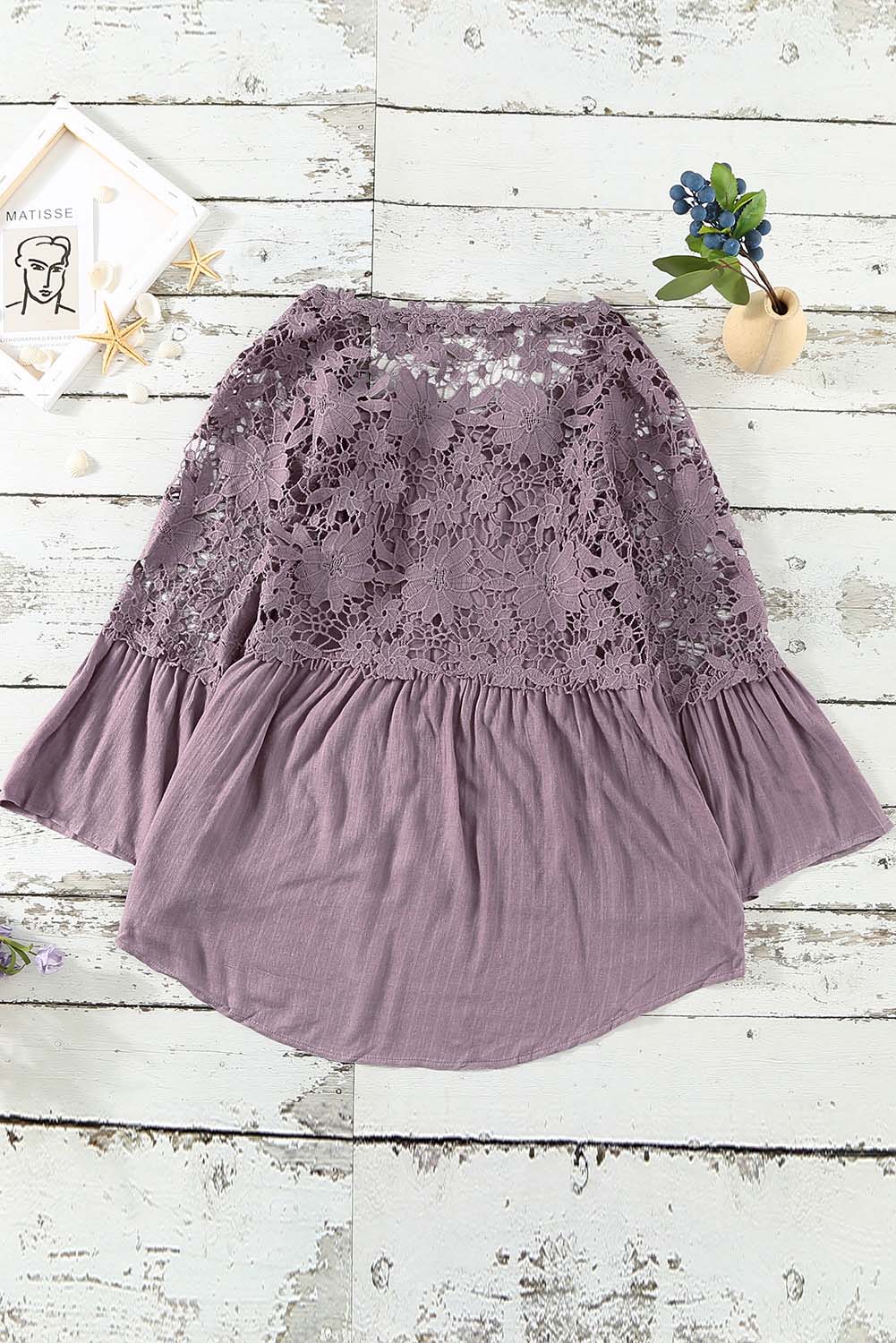 Crochet Lace Button Top | Purple