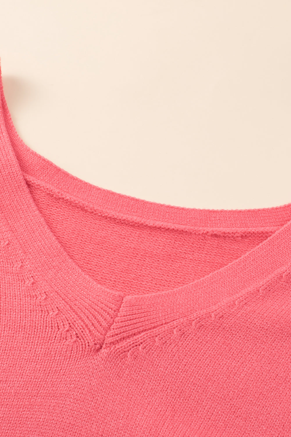 Plus Size Drop Shoulder V Neck Sweater | Pink