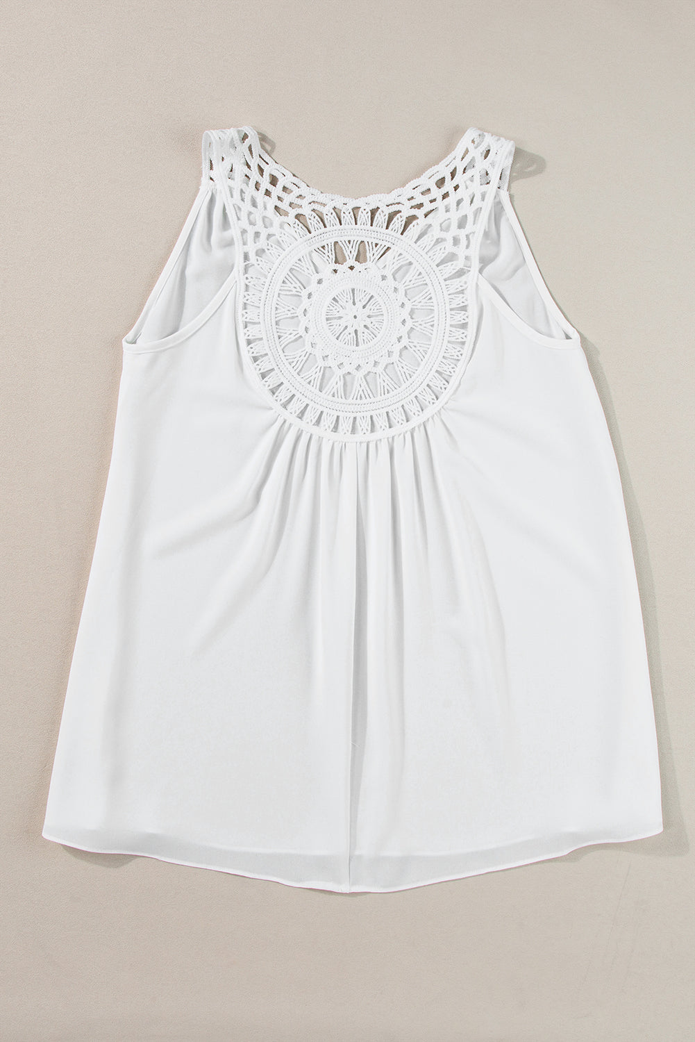 Bohemian Crochet Patchwork Sleeveless Tunic | White