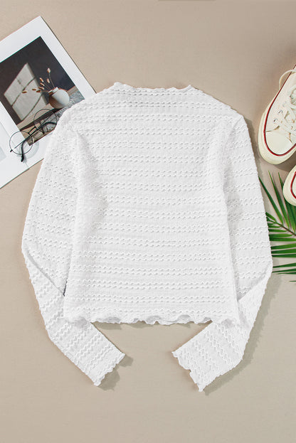 Knit Jacquard Slim Fit Top | White