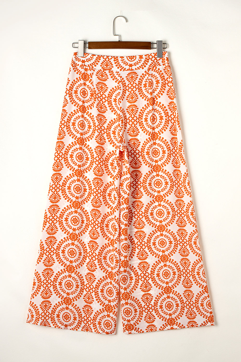 Boho Retro Flower Print Wide Leg Pants | Orange