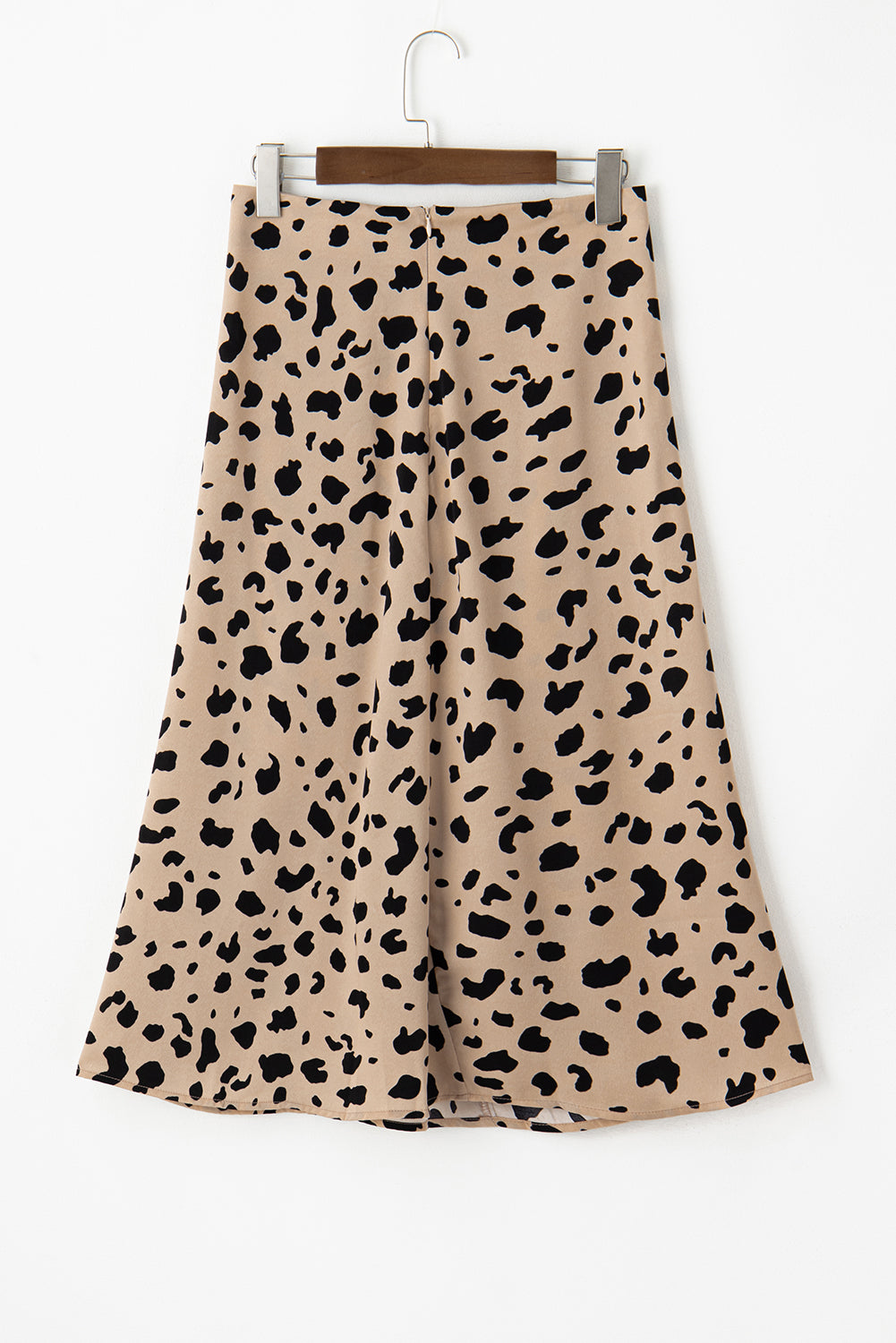 Leopard Spots Printed Split Hem Midi Skirt | Khaki