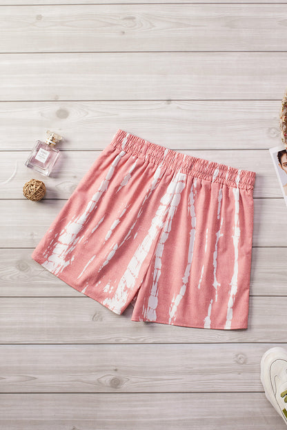 Tie Dye Drawstring Casual Shorts | Pink