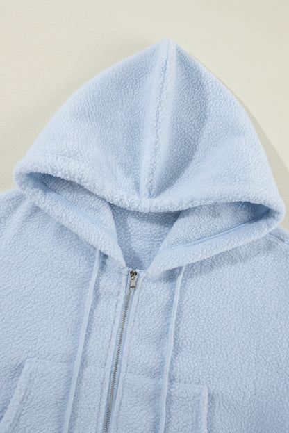 Cropped Sherpa Zip Up Hoodie | Beau Blue