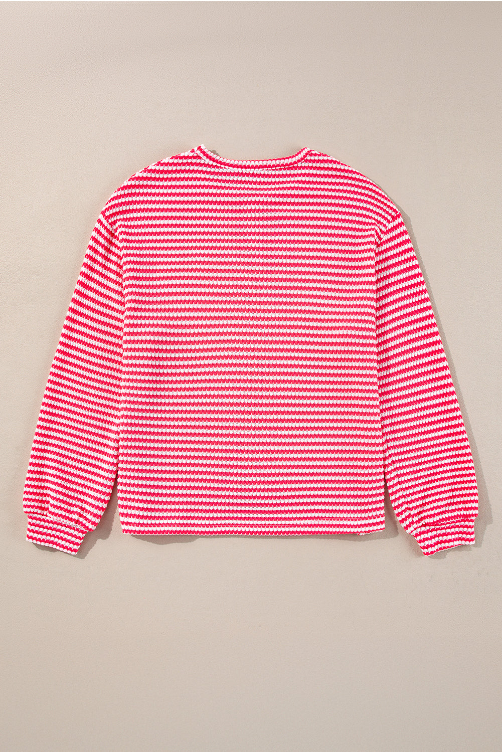 Round Neck Drop Shoulder Long Sleeve Top | Rose Stripe